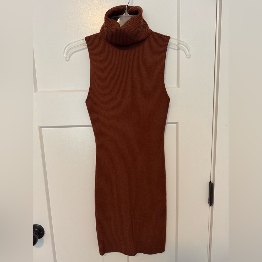 ALC Brown Sleeveless Turtleneck Dress